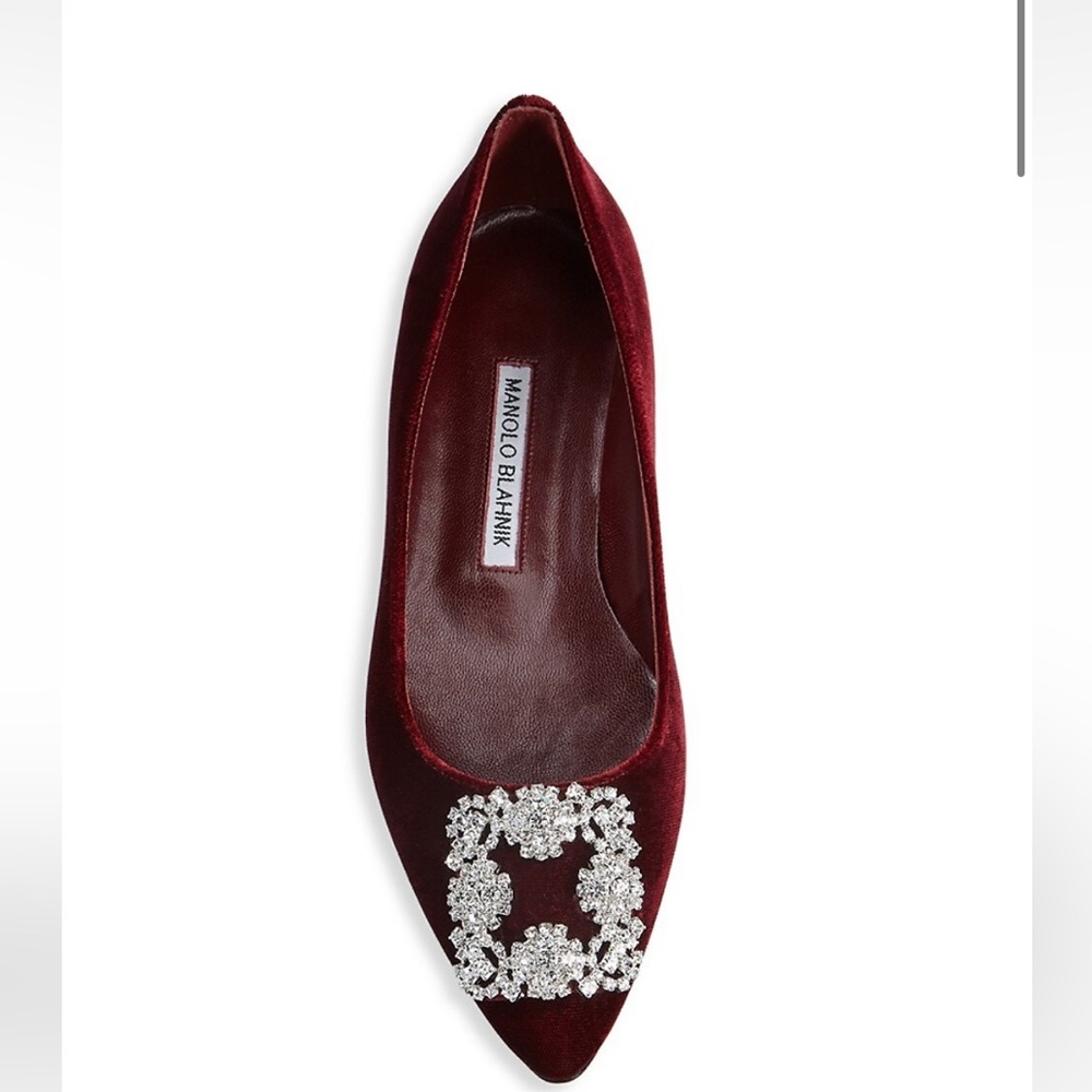 Authentic Manolo Blahnik Hangisi Velvet Flats Size 37 - Picture 3 of 9